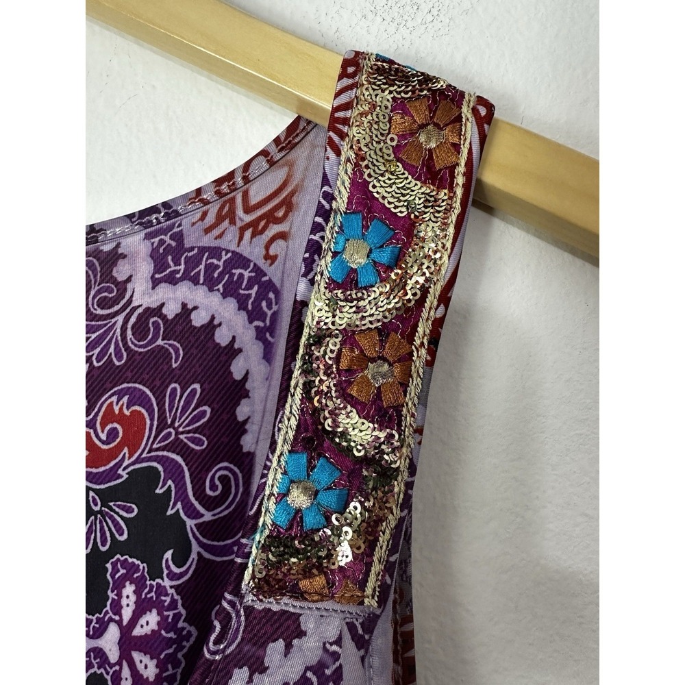 Unity World Wear Dress Embroidered Boho Festival Purple Paisley Floral Womens L - Picture 6 of 9